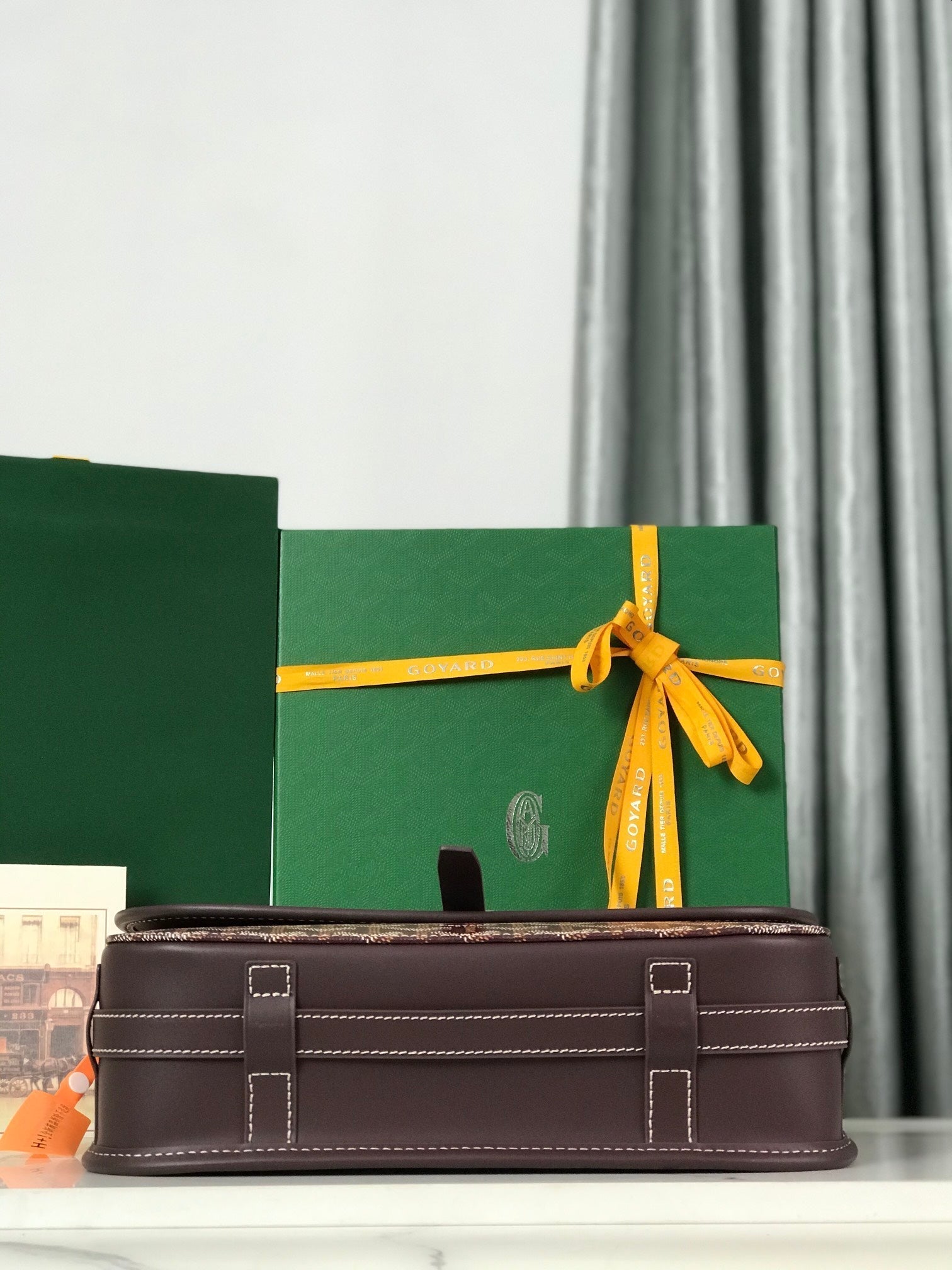 GOYARD BELVEDERE MM BAG 28 IN BROWN GOYARDINE CANVAS AND CALFSKIN