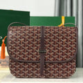 GOYARD BELVEDERE MM BAG 28 IN BROWN GOYARDINE CANVAS AND CALFSKIN