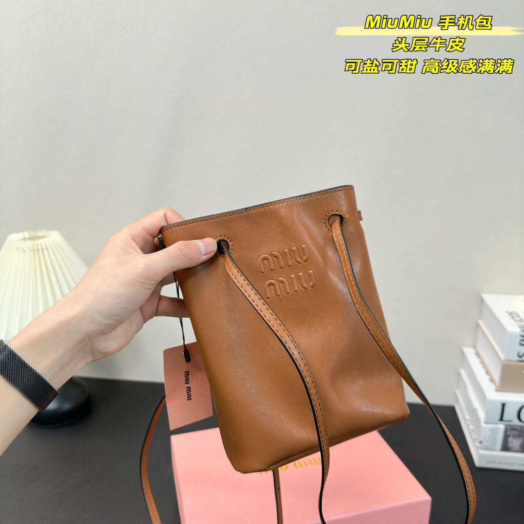 FENDI PHONE BAG 15 IN CINNAMON BROWN CALFSKIN
