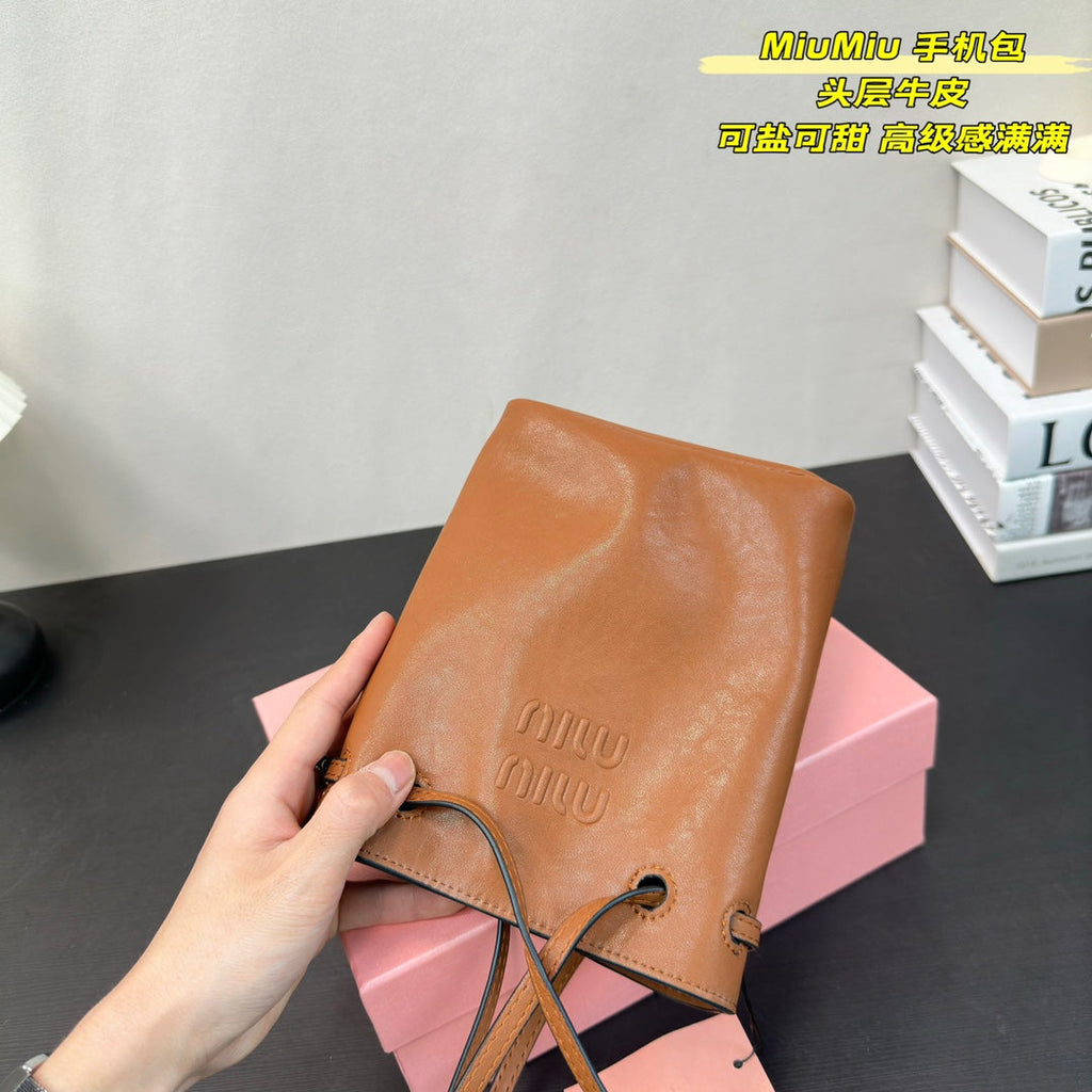 FENDI PHONE BAG 15 IN CINNAMON BROWN CALFSKIN