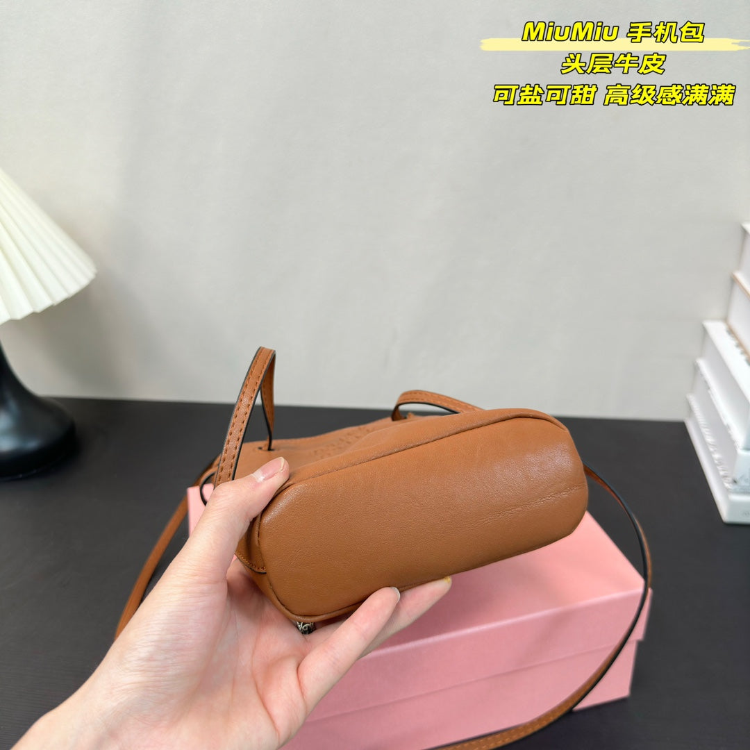 FENDI PHONE BAG 15 IN CINNAMON BROWN CALFSKIN
