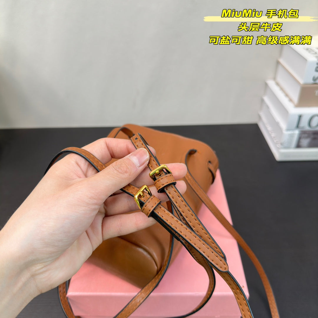 FENDI PHONE BAG 15 IN CINNAMON BROWN CALFSKIN