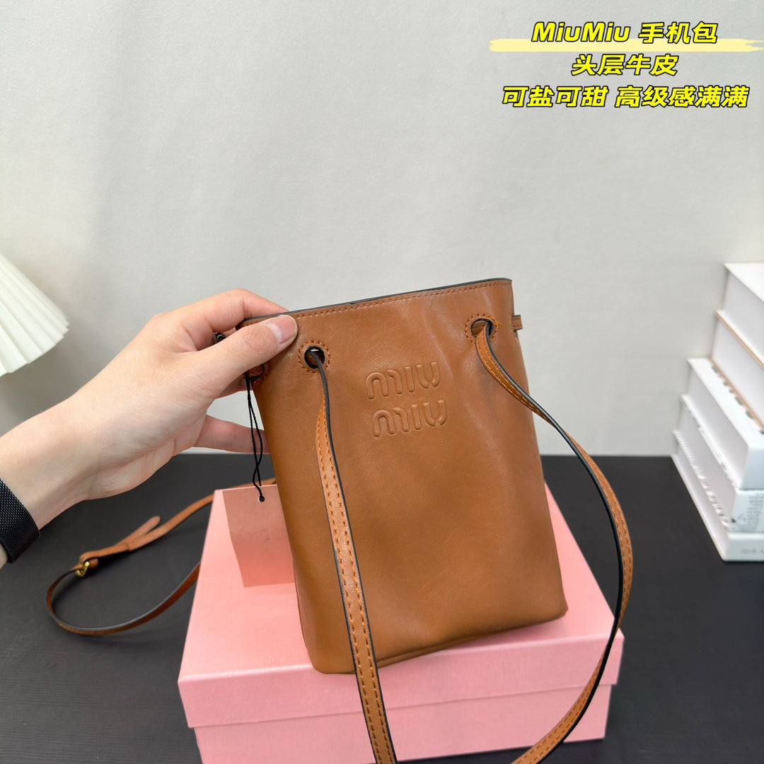 FENDI PHONE BAG 15 IN CINNAMON BROWN CALFSKIN