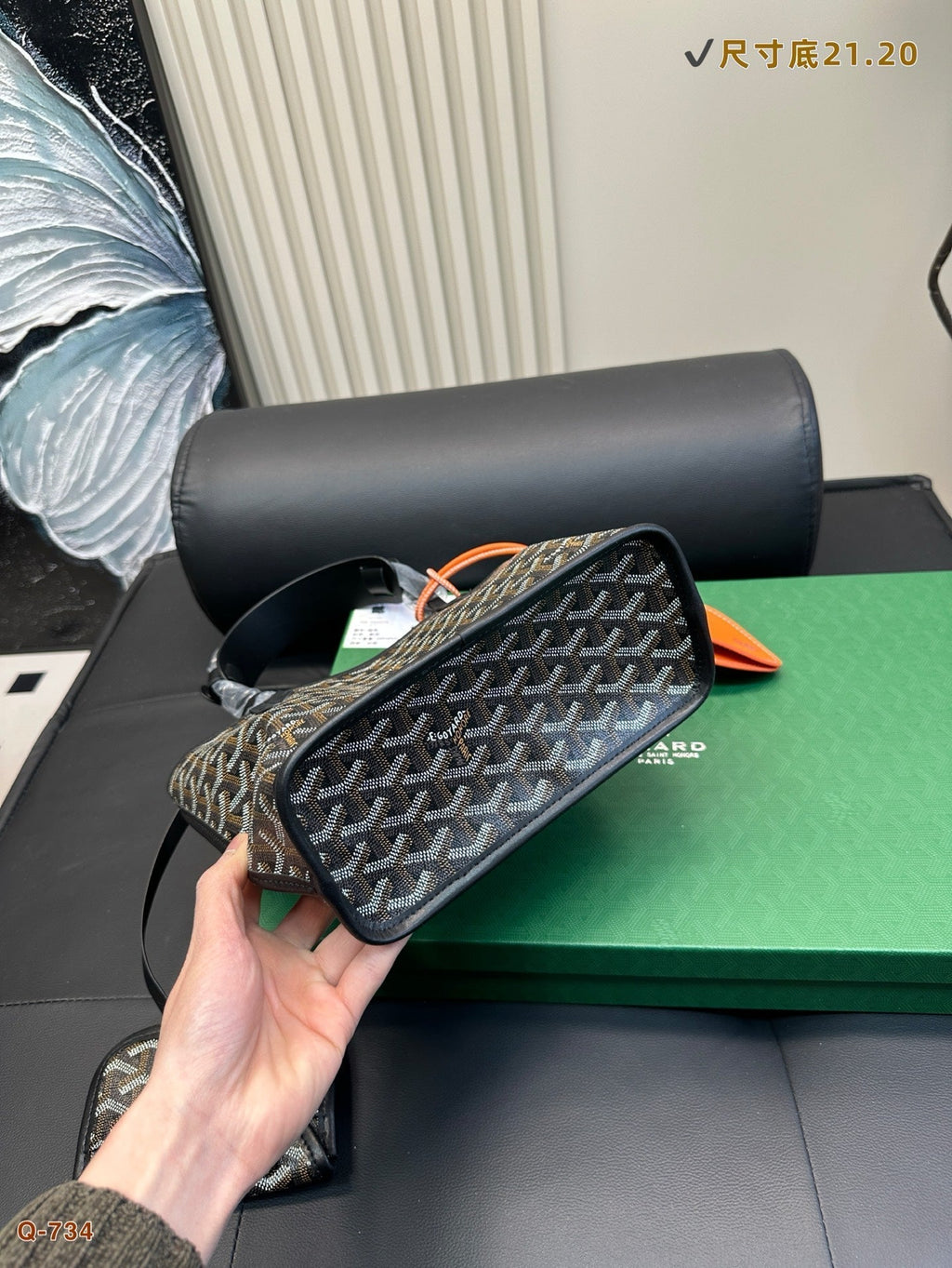 GOYARD ANJOU MINI BAG 21 IN BLACK GOYARDINE CANVAS AND CALFSKIN