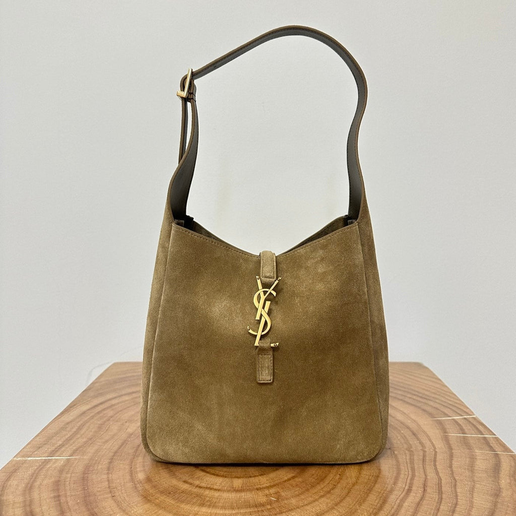 SAINT LAURENT LE 5 À 7  SUPPLE SMALL 22 IN PEANUT BROWN SUEDE