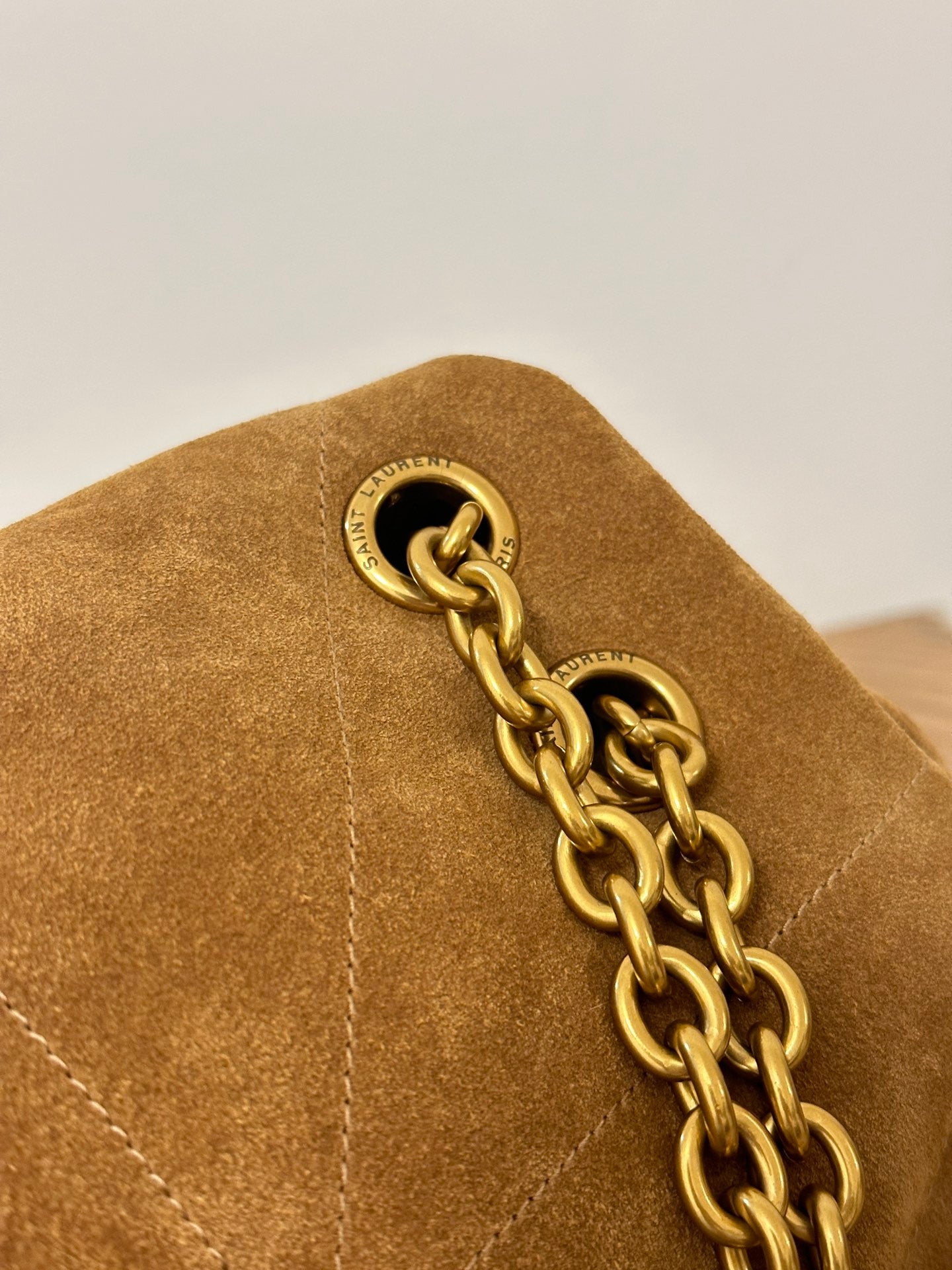 SAINT LAURENT JAMIE 43 LARGE SUEDE CARAMEL BROWN