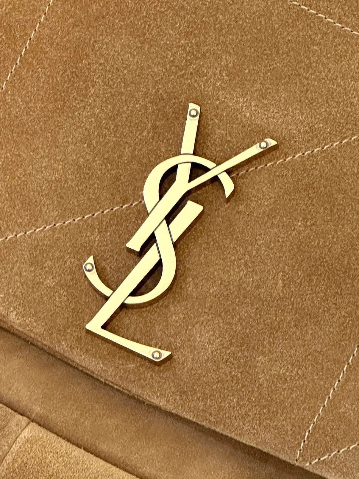 SAINT LAURENT JAMIE 43 LARGE SUEDE CARAMEL BROWN
