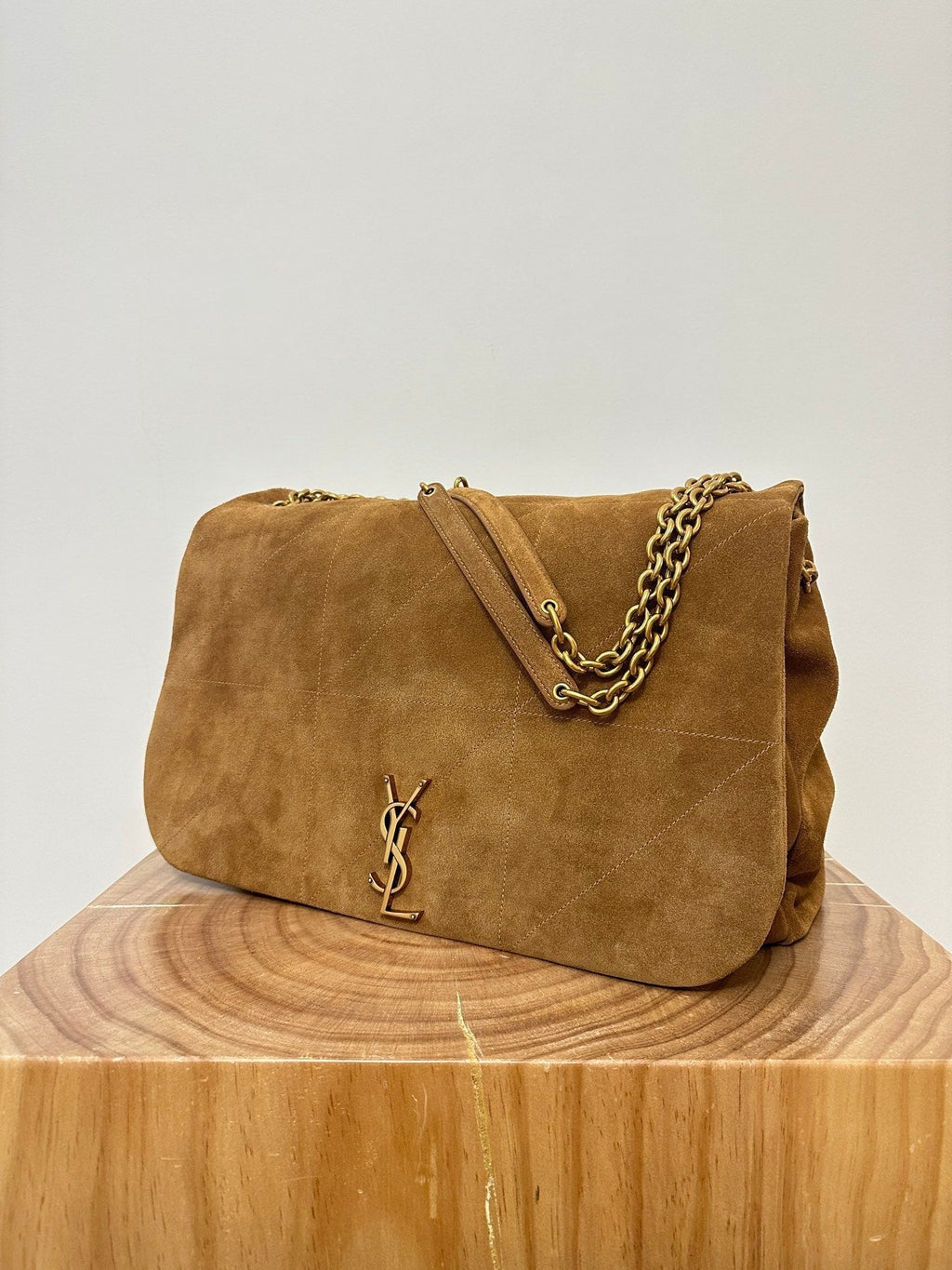 SAINT LAURENT JAMIE 43 LARGE SUEDE CARAMEL BROWN