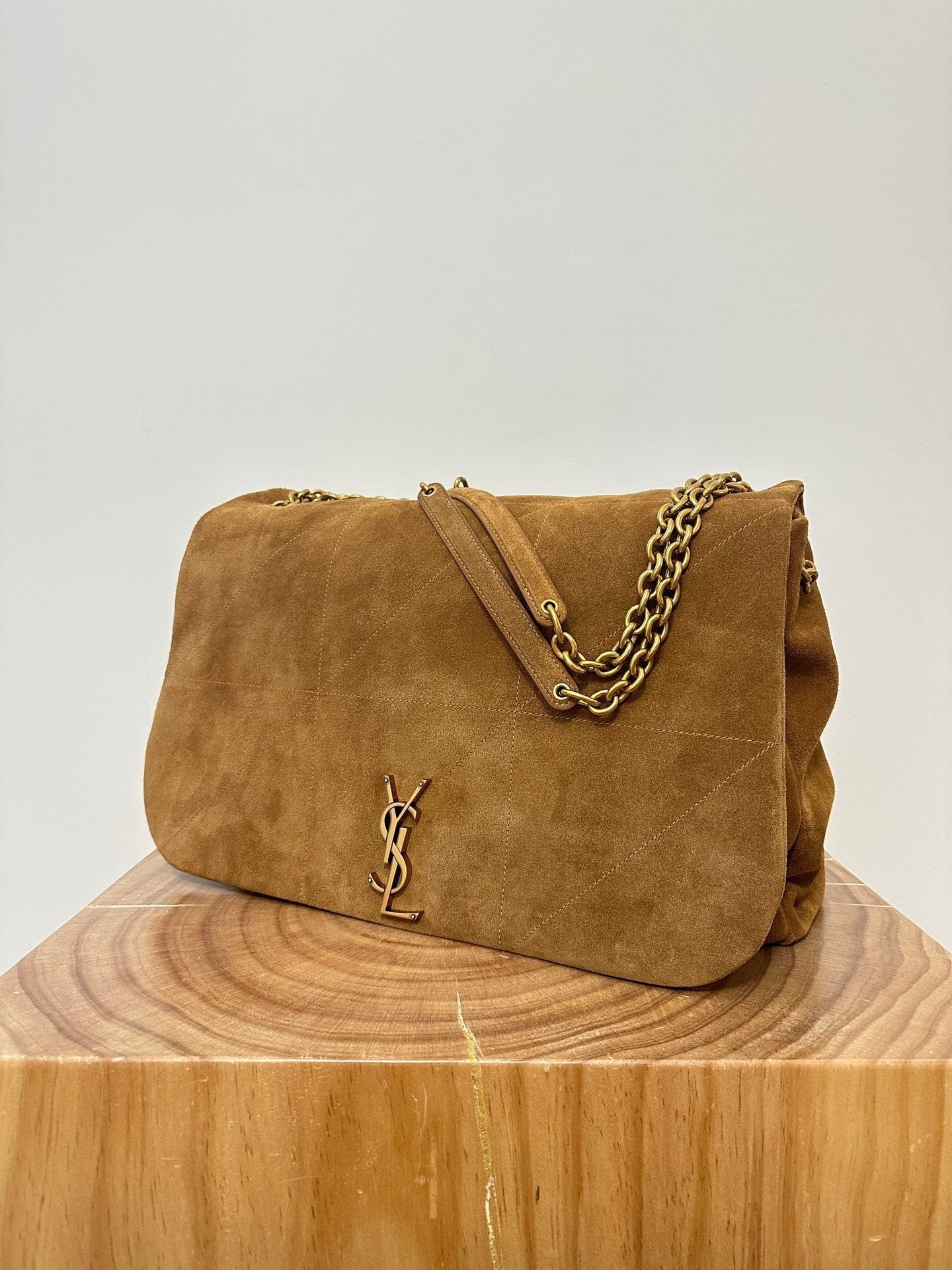 SAINT LAURENT JAMIE 43 LARGE SUEDE CARAMEL BROWN