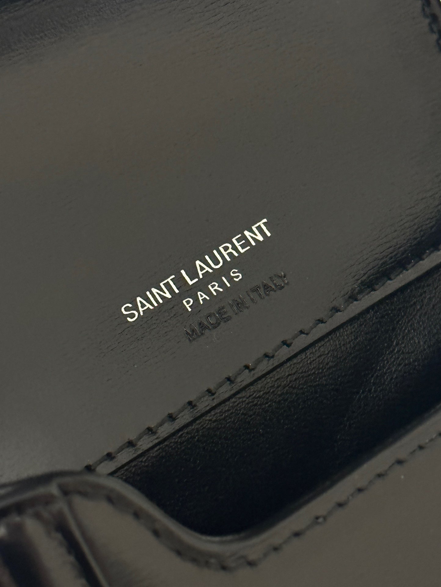 SAINT LAURENT SOLFERINO 18 BLACK CALFSKIN PHONE BAG