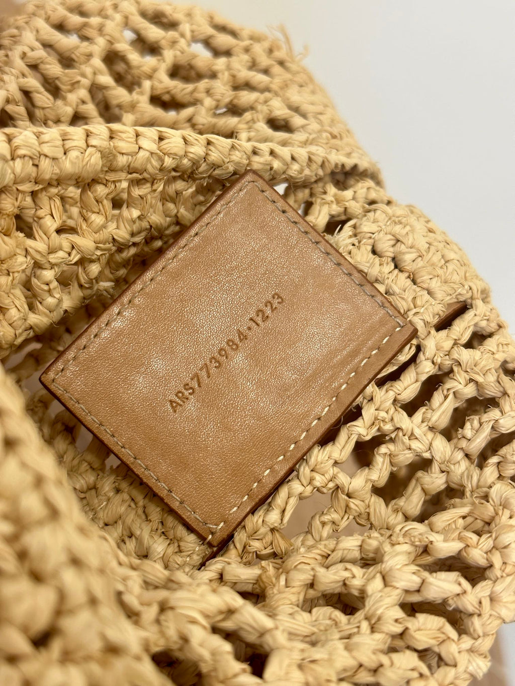 SAINT LAURENT OXALIS 40  IN RAFFIA CROCHET AND LEATHER VINTAGE BROWN