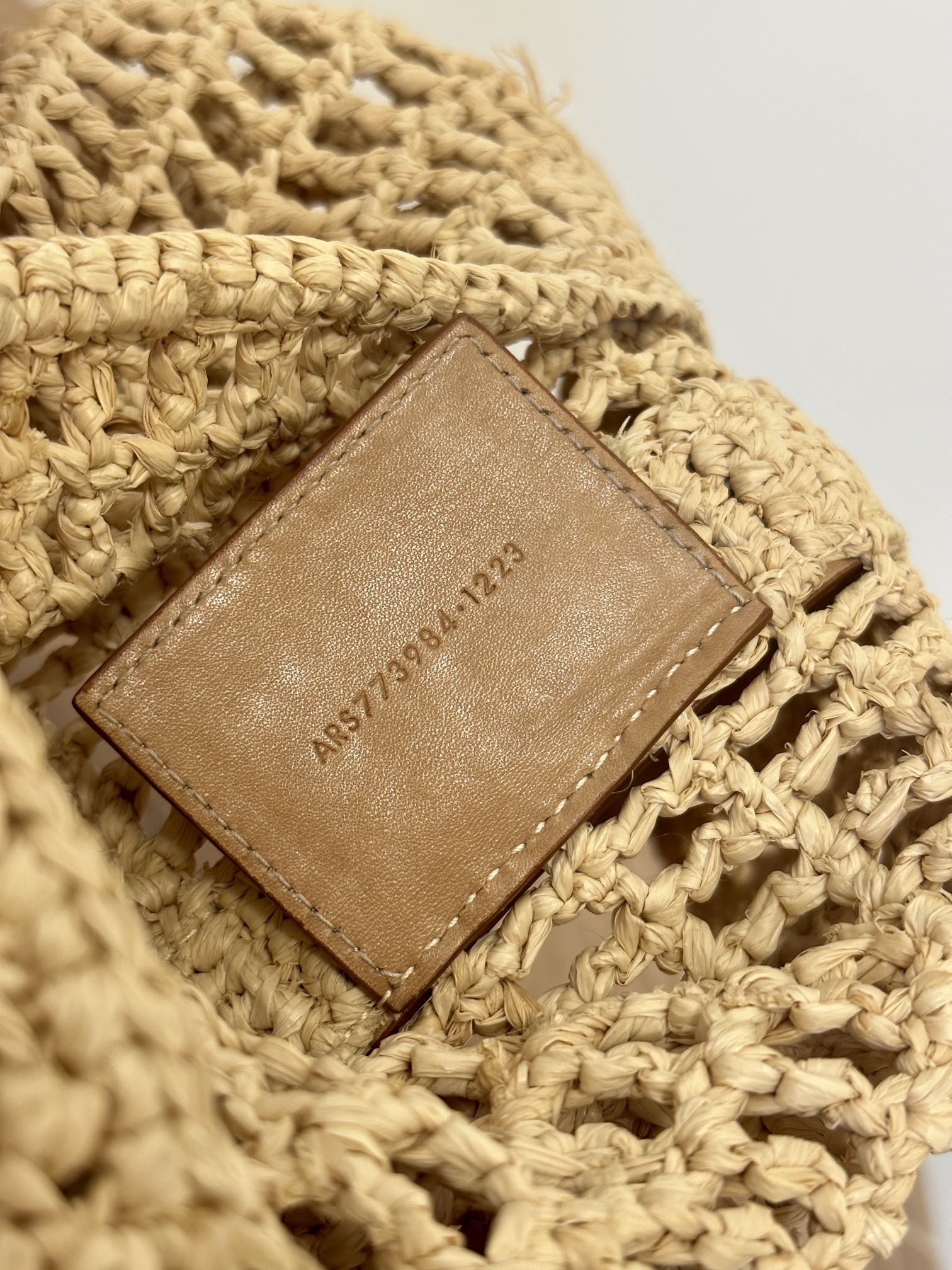 SAINT LAURENT OXALIS 40  IN RAFFIA CROCHET AND LEATHER VINTAGE BROWN