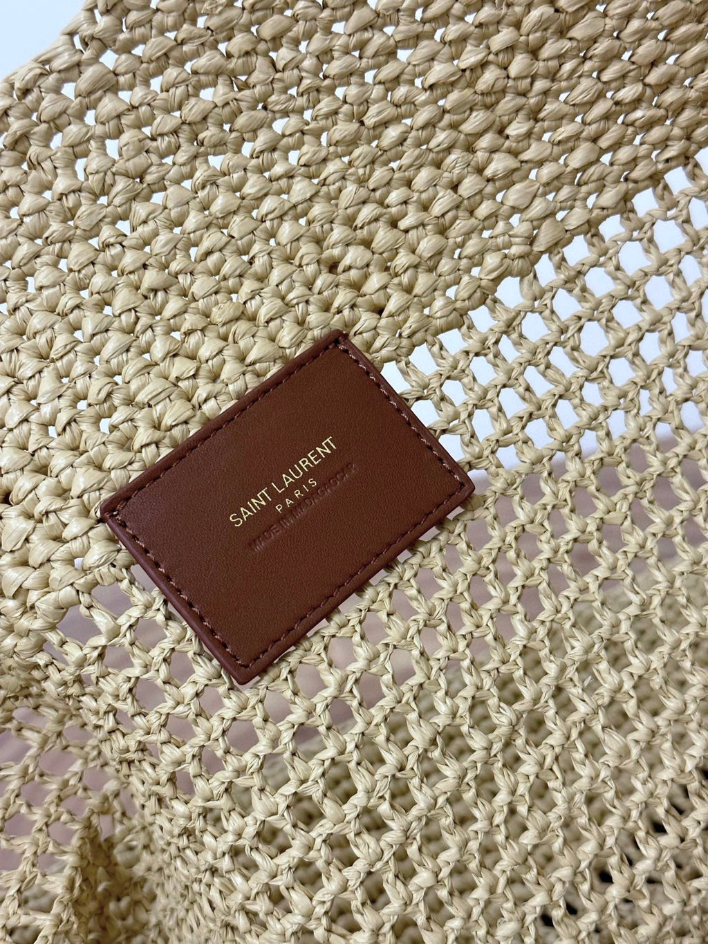 SAINT LAURENT RAFFIA ICARE 55 BEIGE BROWN STRAW
