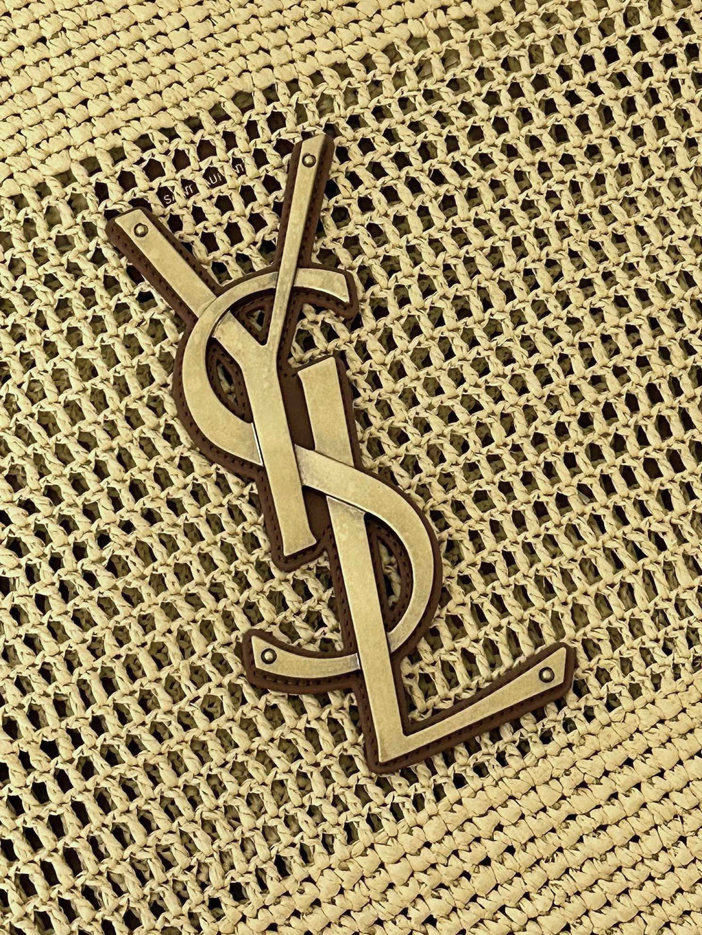 SAINT LAURENT RAFFIA ICARE 55 BEIGE BROWN STRAW