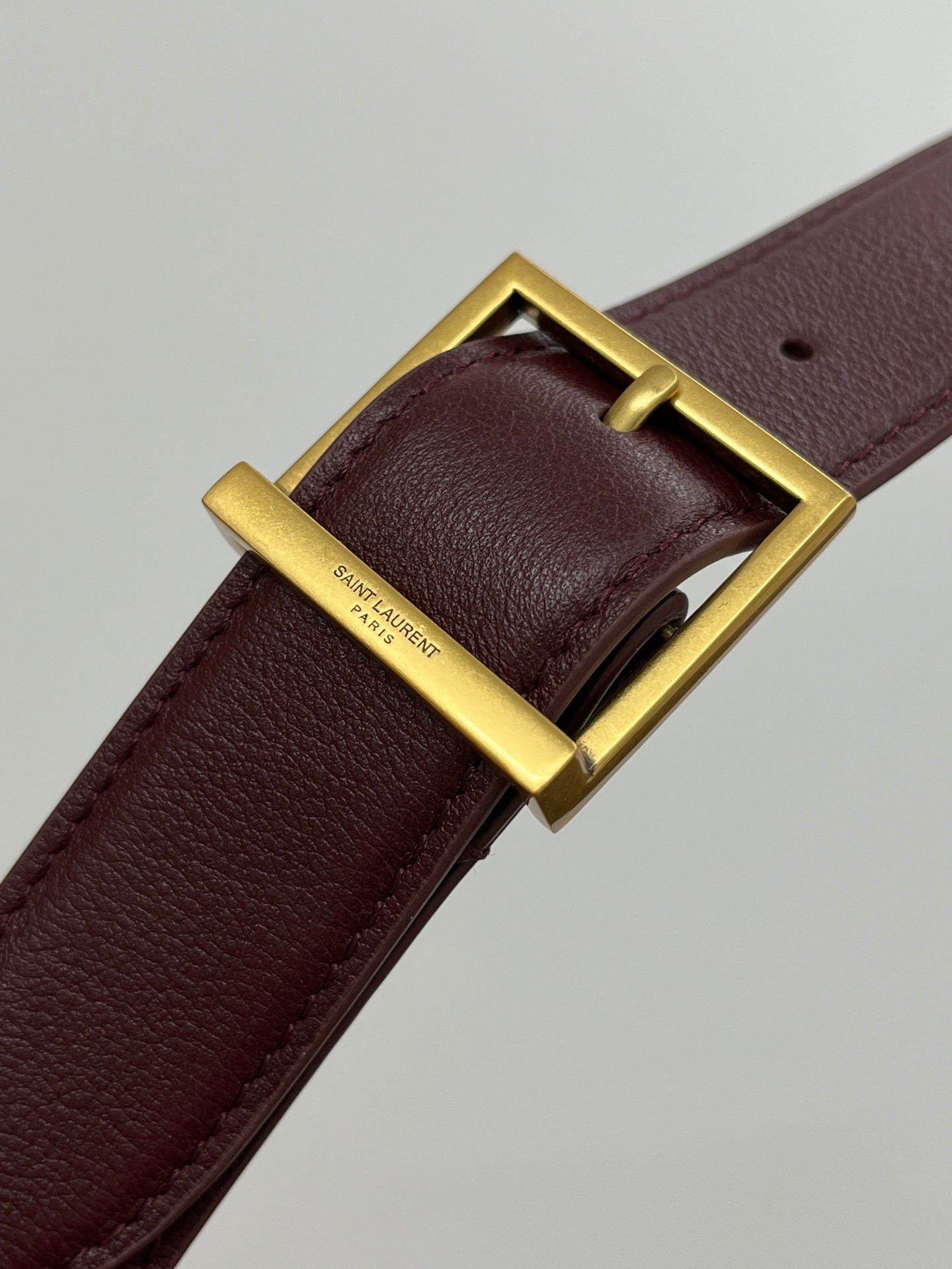 SAINT LAURENT LE 5 À 7 LARGE SUPPLE 31 IN WINE RED GRAINED CALFSKIN