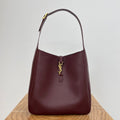 SAINT LAURENT LE 5 À 7 LARGE SUPPLE 31 IN WINE RED GRAINED CALFSKIN