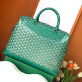 GOYARD CISALPIN DOCUMENT CASE 39 IN GREEN GOYARDINE CANVAS AND CALFSKIN