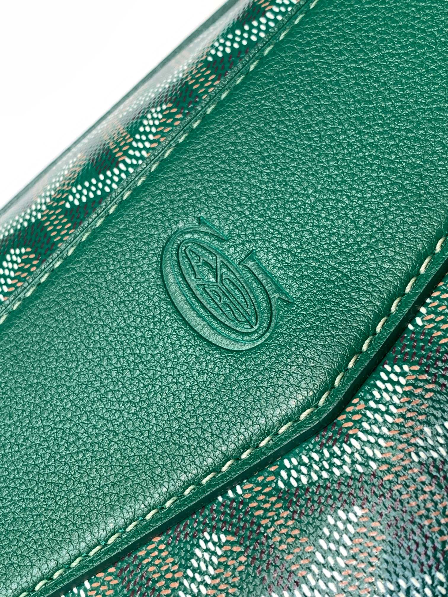 GOYARD CISALPIN DOCUMENT CASE 39 IN GREEN GOYARDINE CANVAS AND CALFSKIN