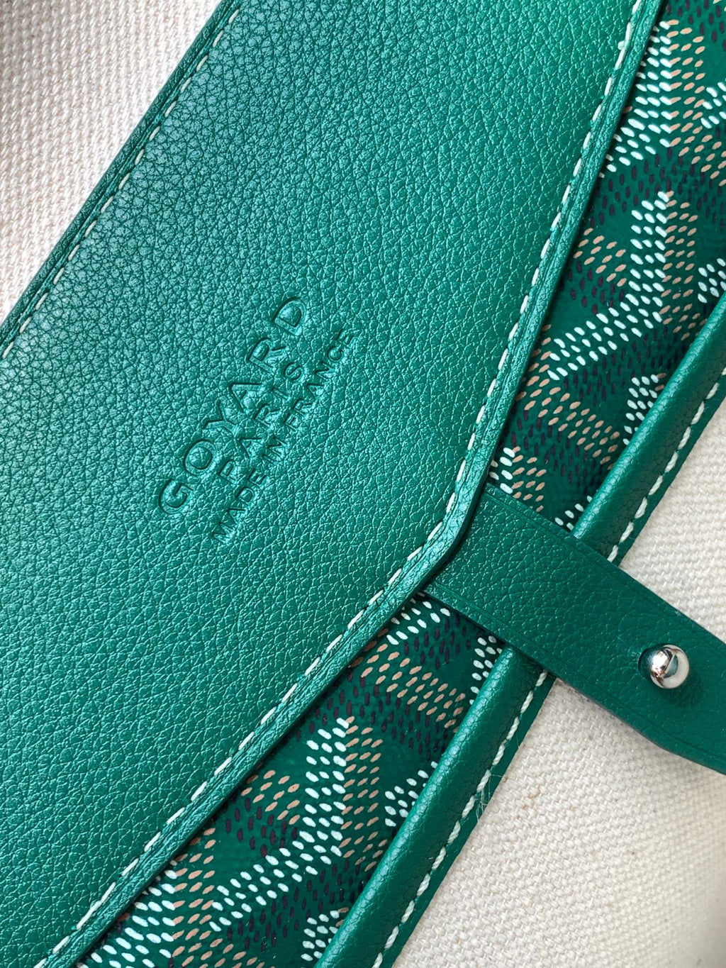 GOYARD CISALPIN DOCUMENT CASE 39 IN GREEN GOYARDINE CANVAS AND CALFSKIN