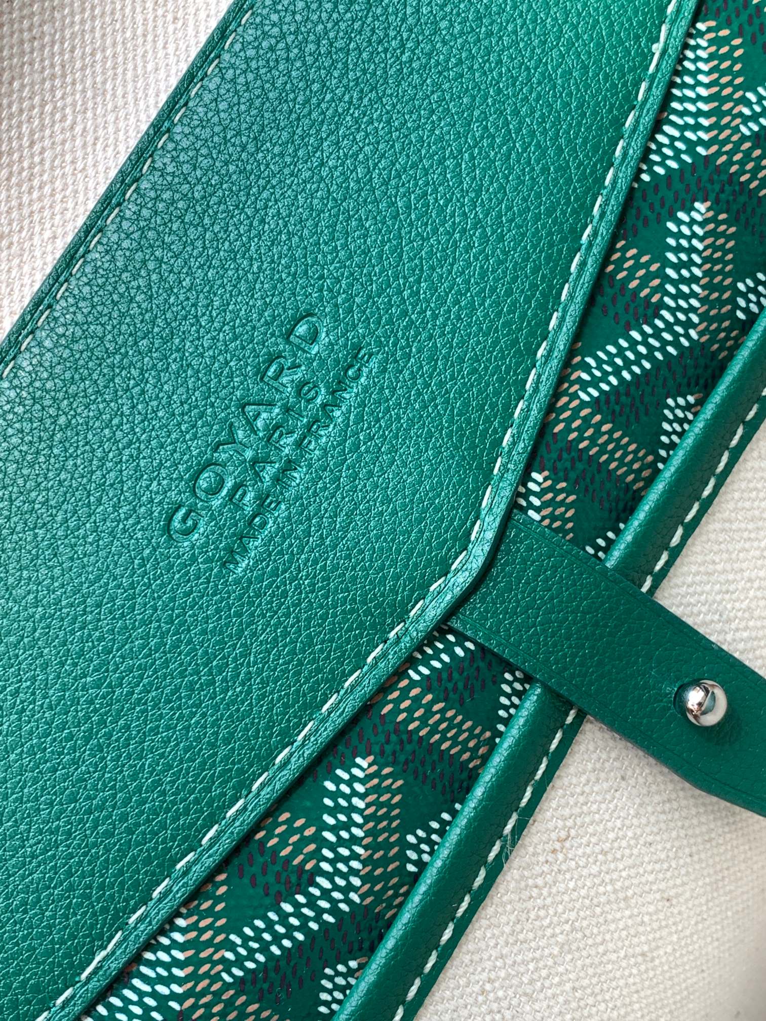 GOYARD CISALPIN DOCUMENT CASE 39 IN GREEN GOYARDINE CANVAS AND CALFSKIN