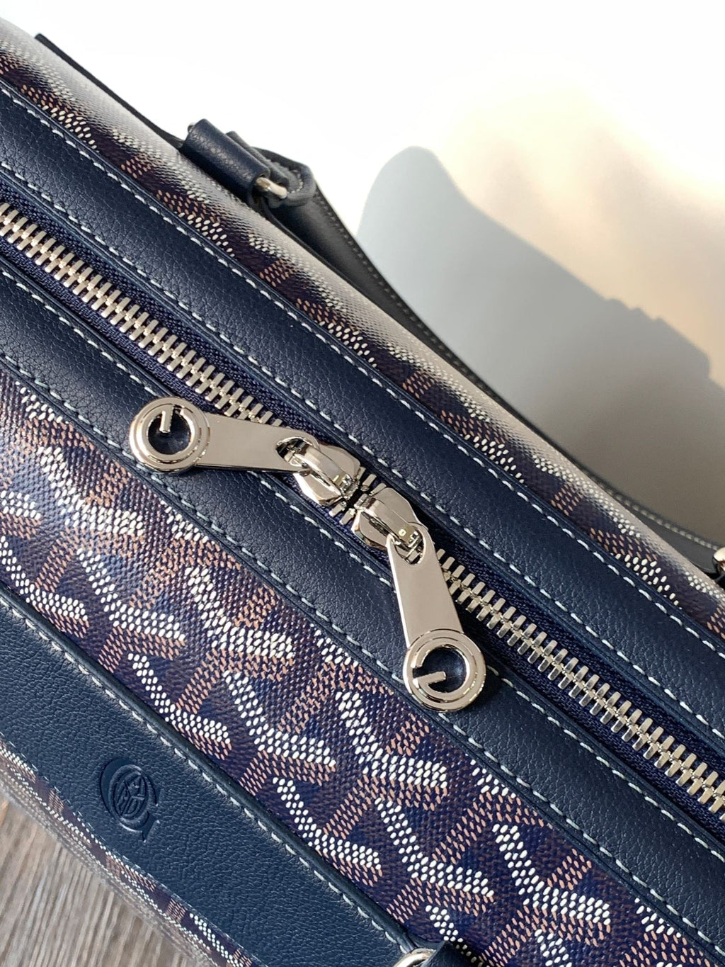 GOYARD CISALPIN DOCUMENT CASE 39 IN NAVY BLUE GOYARDINE CANVAS AND CALFSKIN