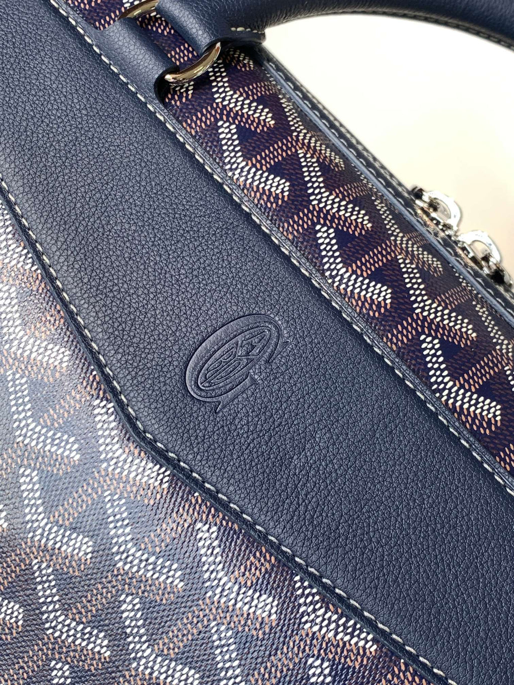 GOYARD CISALPIN DOCUMENT CASE 39 IN NAVY BLUE GOYARDINE CANVAS AND CALFSKIN