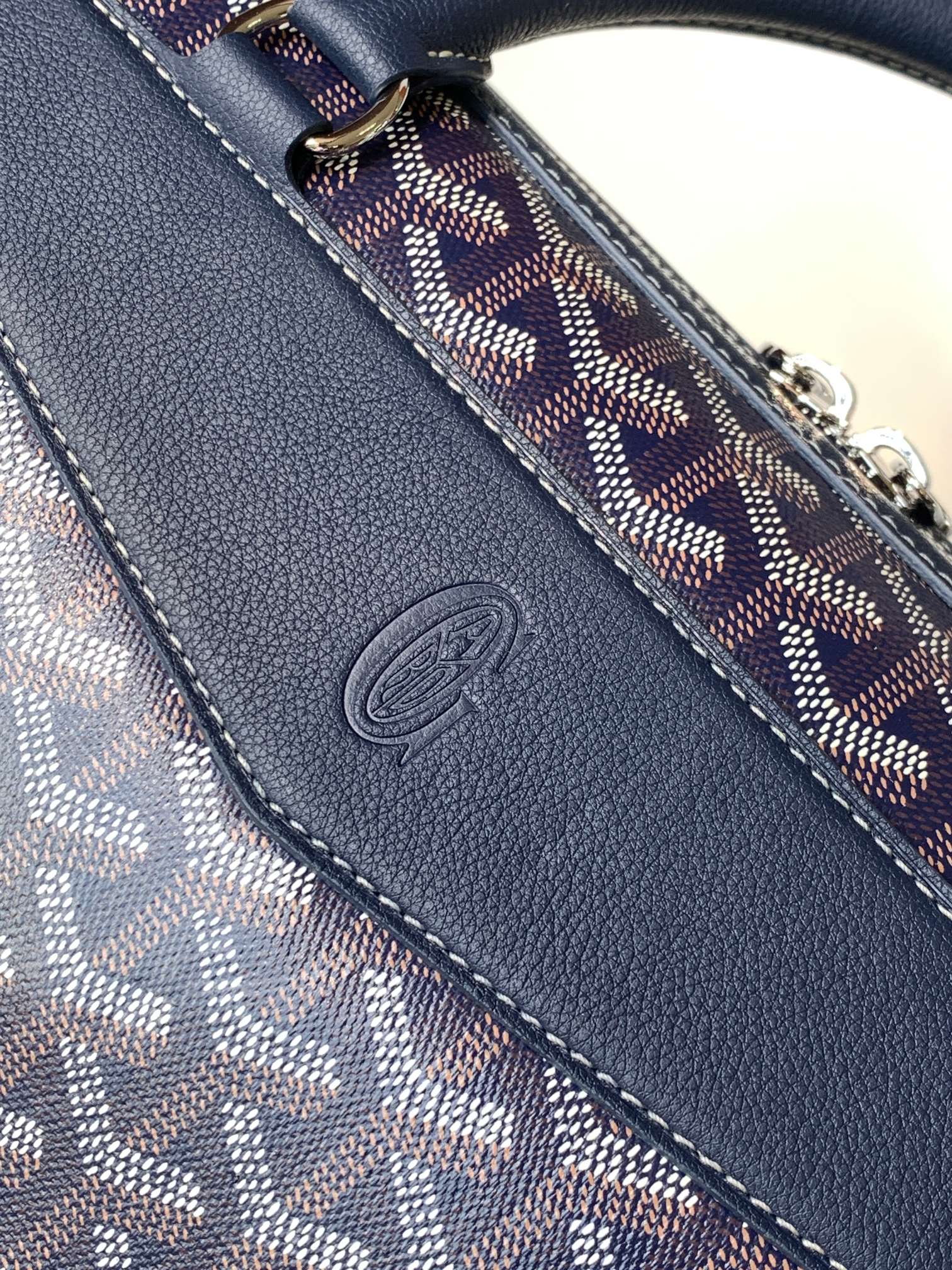 GOYARD CISALPIN DOCUMENT CASE 39 IN NAVY BLUE GOYARDINE CANVAS AND CALFSKIN