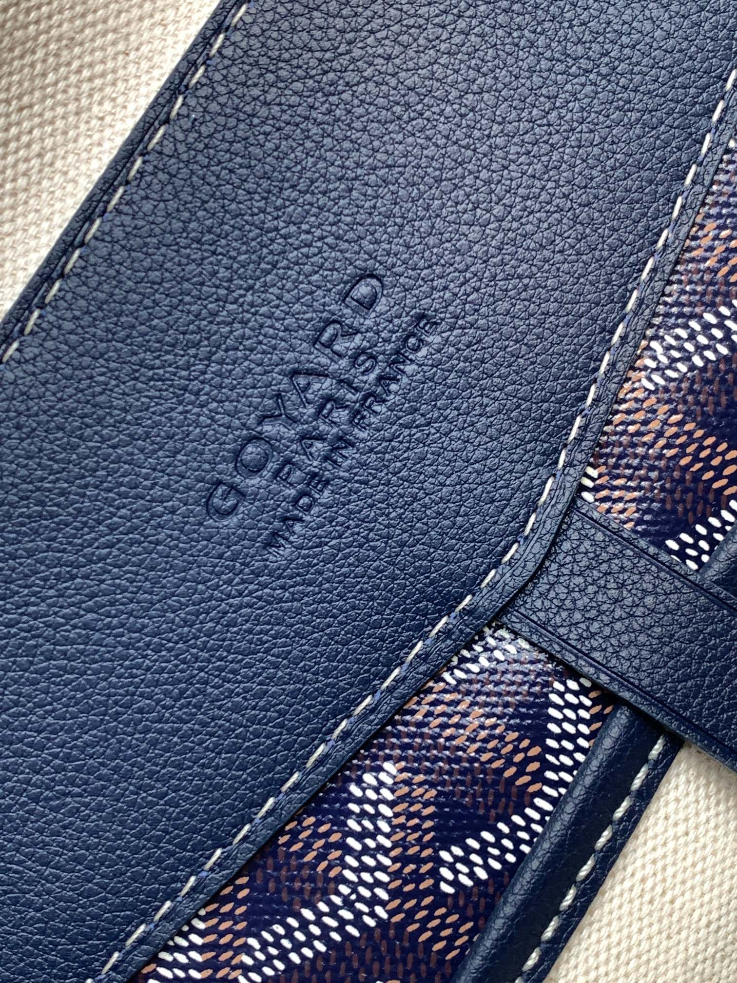 GOYARD CISALPIN DOCUMENT CASE 39 IN NAVY BLUE GOYARDINE CANVAS AND CALFSKIN