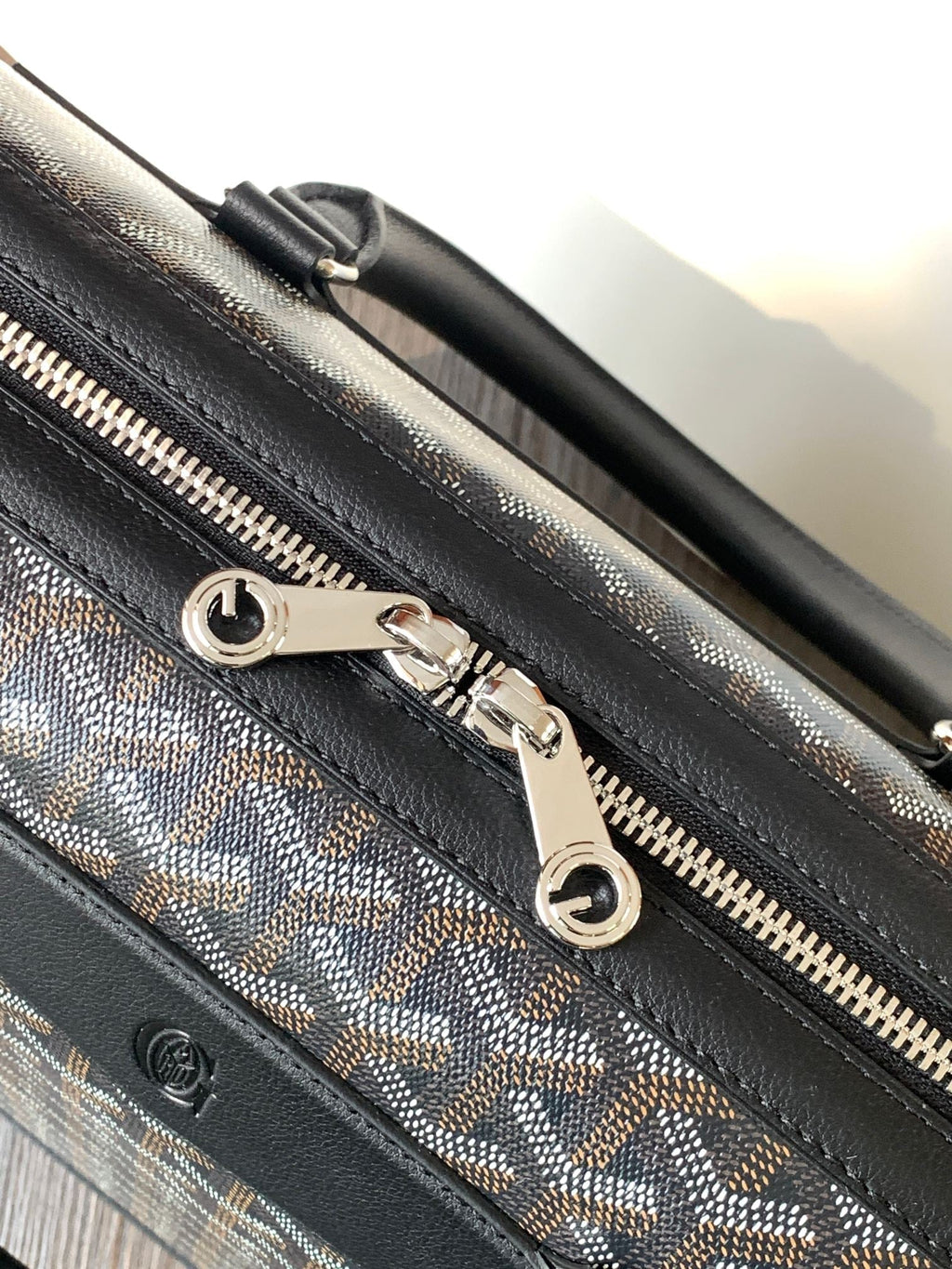 GOYARD CISALPIN DOCUMENT CASE 39 IN BLACK GOYARDINE CANVAS AND CALFSKIN