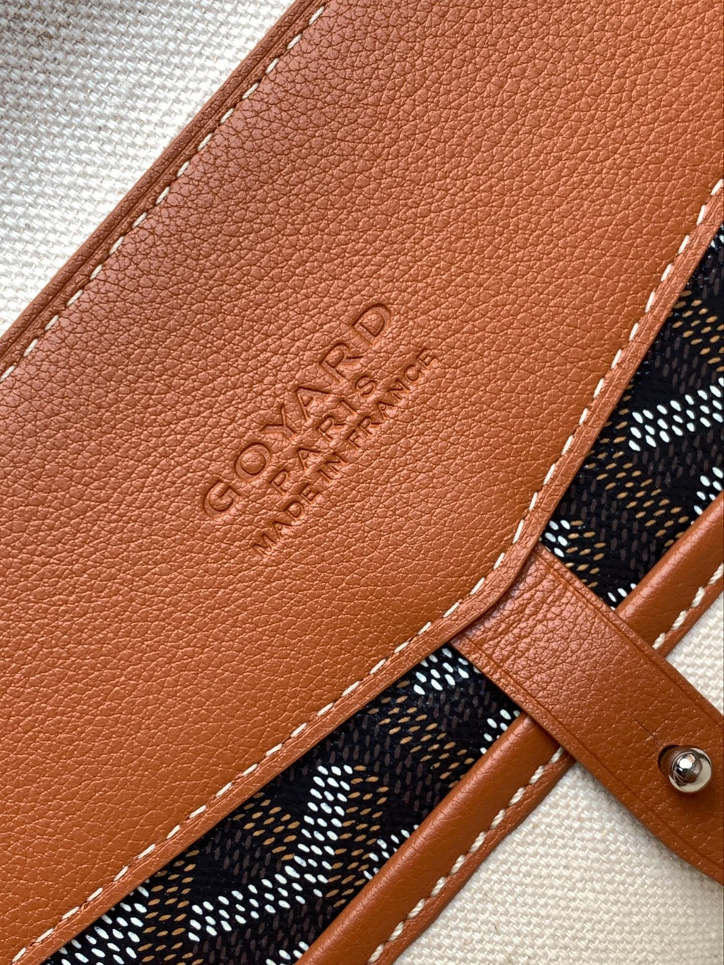 GOYARD CISALPIN DOCUMENT CASE 39 IN BLACK GOYARDINE CANVAS AND TAN CALFSKIN