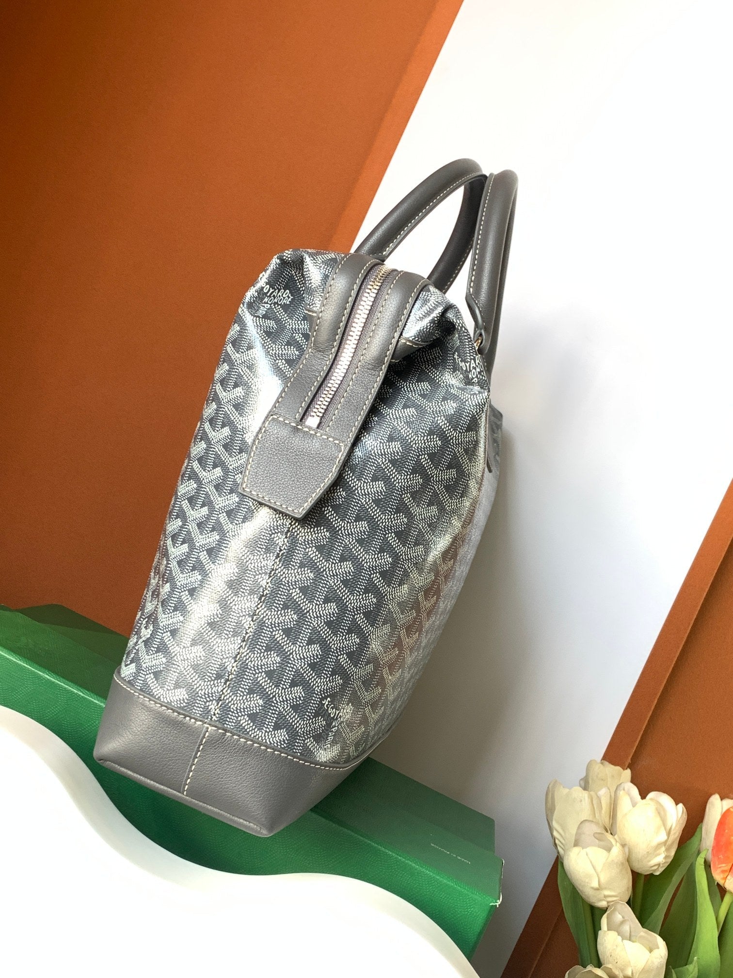 GOYARD CISALPIN DOCUMENT CASE 39 IN GRAY GOYARDINE CANVAS AND CALFSKIN
