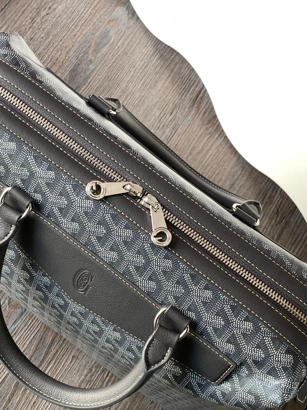 GOYARD CISALPIN DOCUMENT CASE 39 IN GRAY GOYARDINE CANVAS AND CALFSKIN