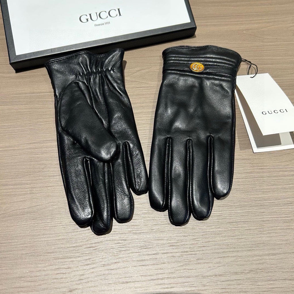 GUCCI TOUCHSCREEN GLOVES IN BLACK LAMBSKIN 435967