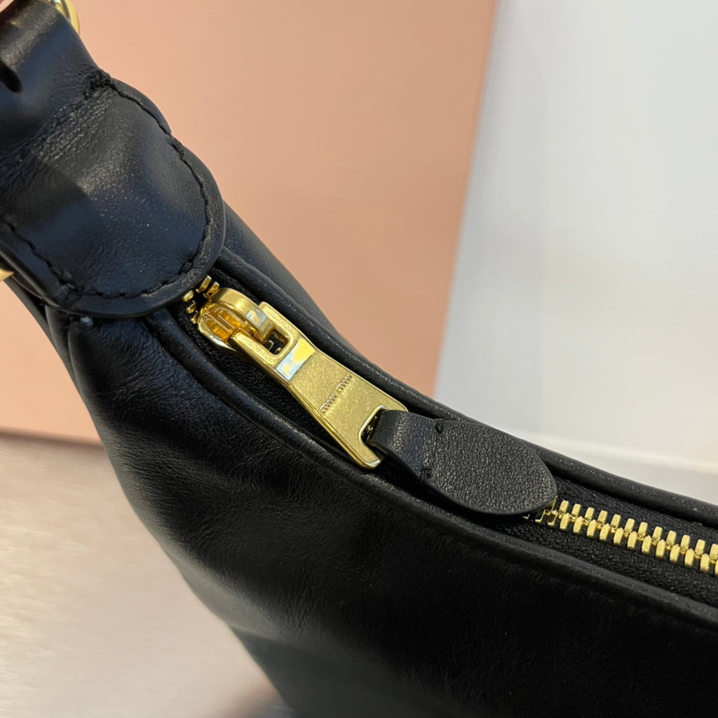 MIU MIU HOBO 20 BAG IN BLACK CALFSKIN
