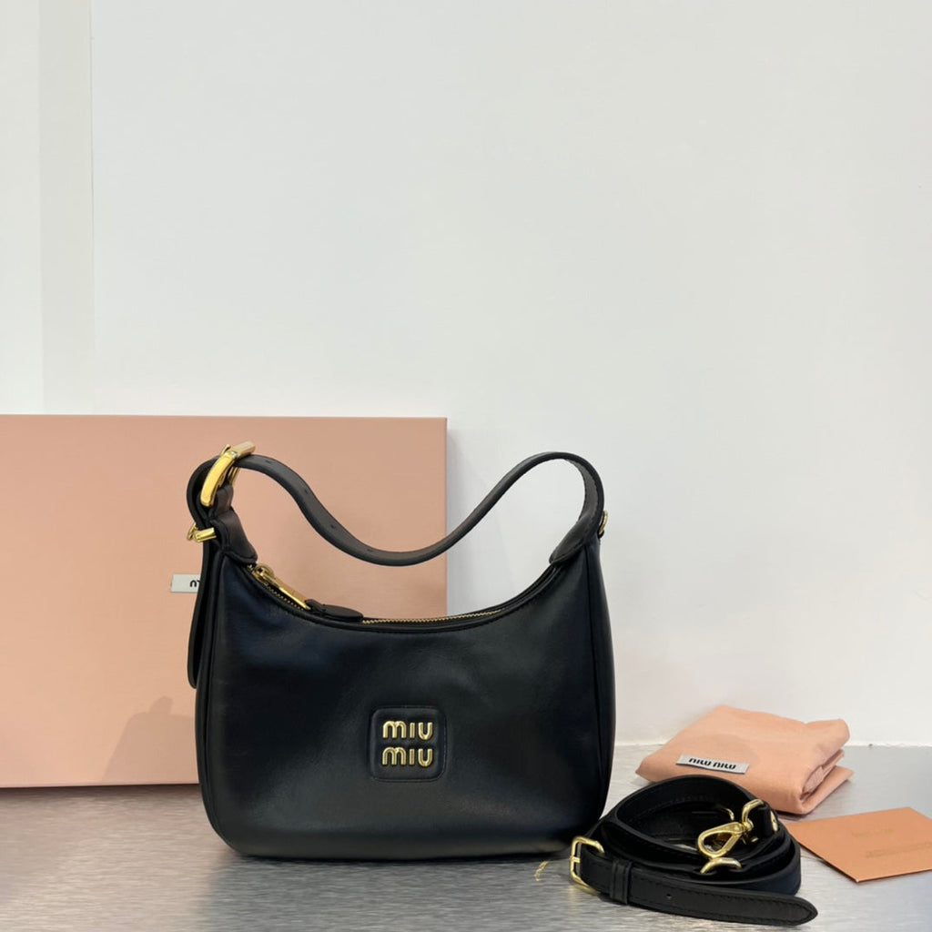 MIU MIU HOBO 20 BAG IN BLACK CALFSKIN