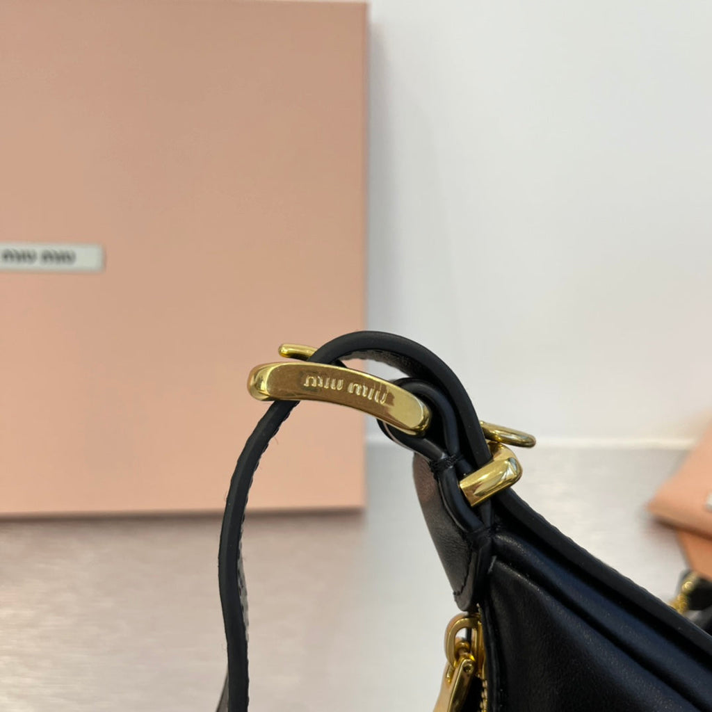 MIU MIU HOBO 20 BAG IN BLACK CALFSKIN