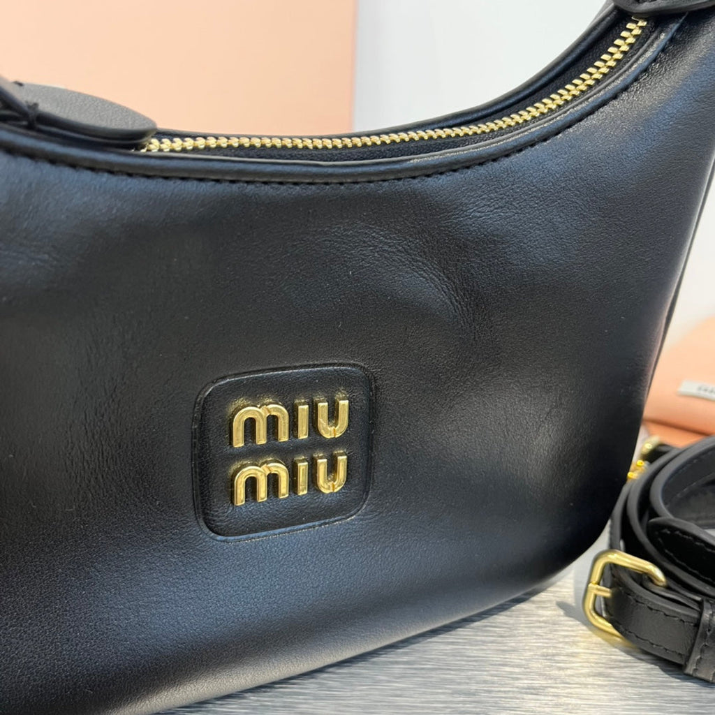 MIU MIU HOBO 20 BAG IN BLACK CALFSKIN
