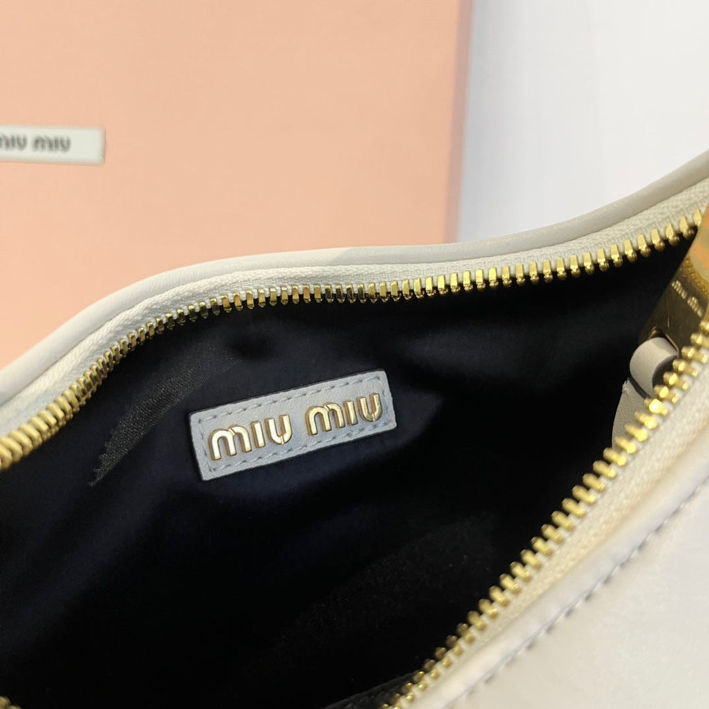 MIU MIU HOBO 20 BAG IN WHITE CALFSKIN