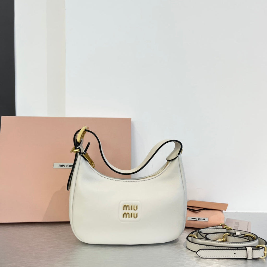 MIU MIU HOBO 20 BAG IN WHITE CALFSKIN