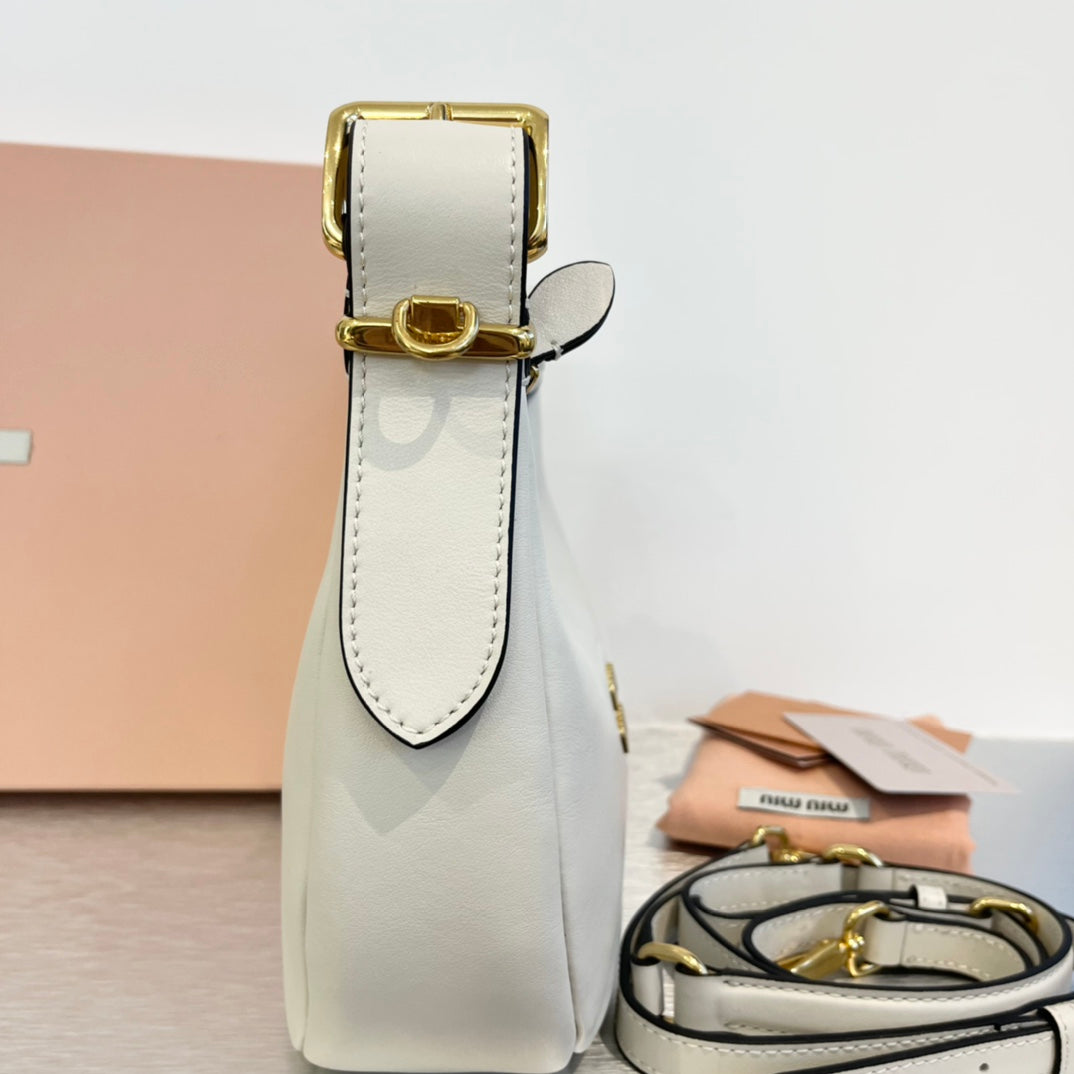 MIU MIU HOBO 20 BAG IN WHITE CALFSKIN