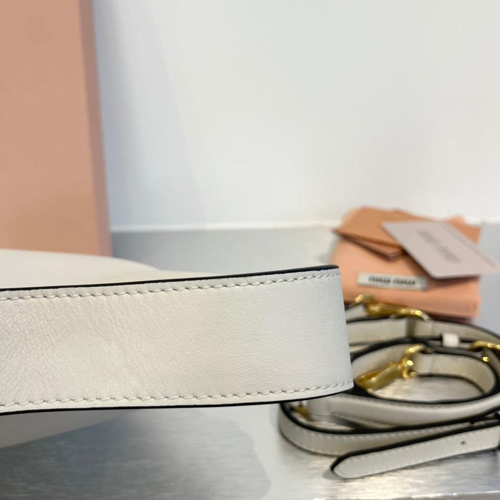 MIU MIU HOBO 20 BAG IN WHITE CALFSKIN