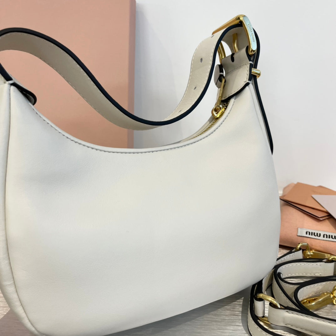 MIU MIU HOBO 20 BAG IN WHITE CALFSKIN
