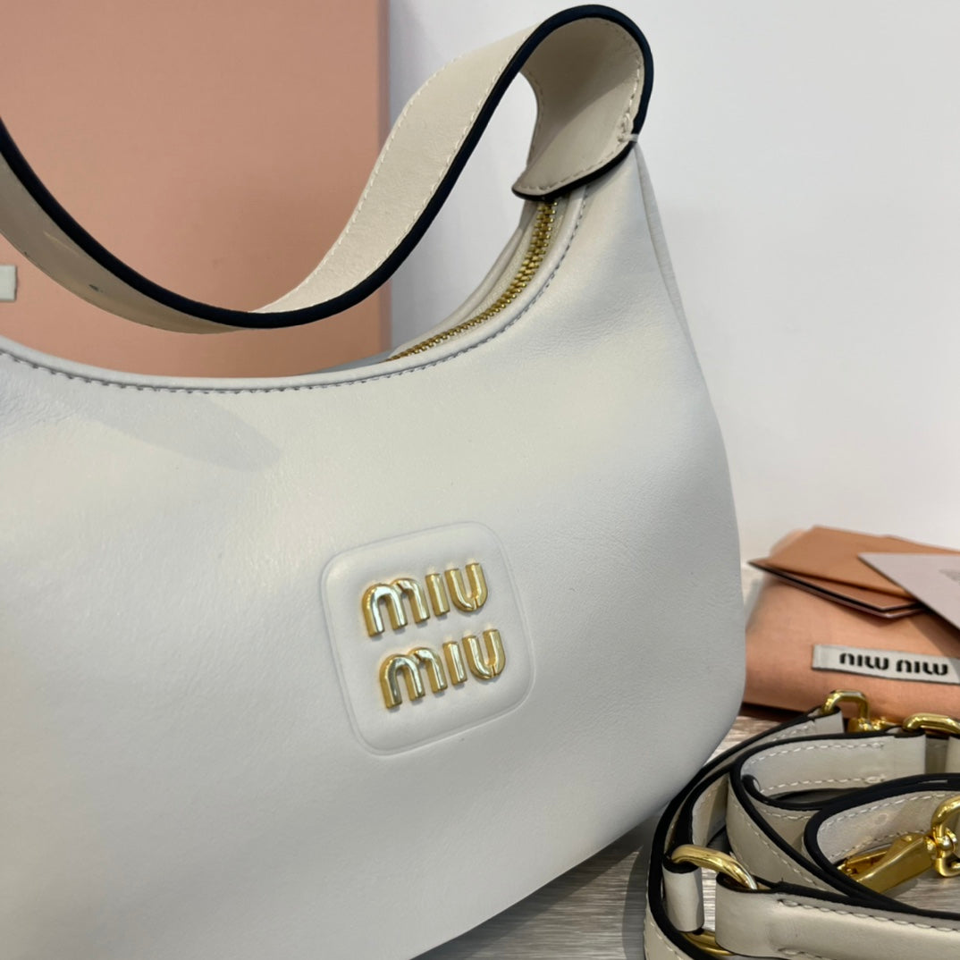 MIU MIU HOBO 20 BAG IN WHITE CALFSKIN