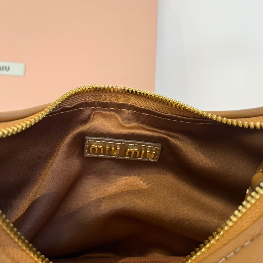 MIU MIU HOBO 20 BAG IN CARAMEL BROWN CALFSKIN