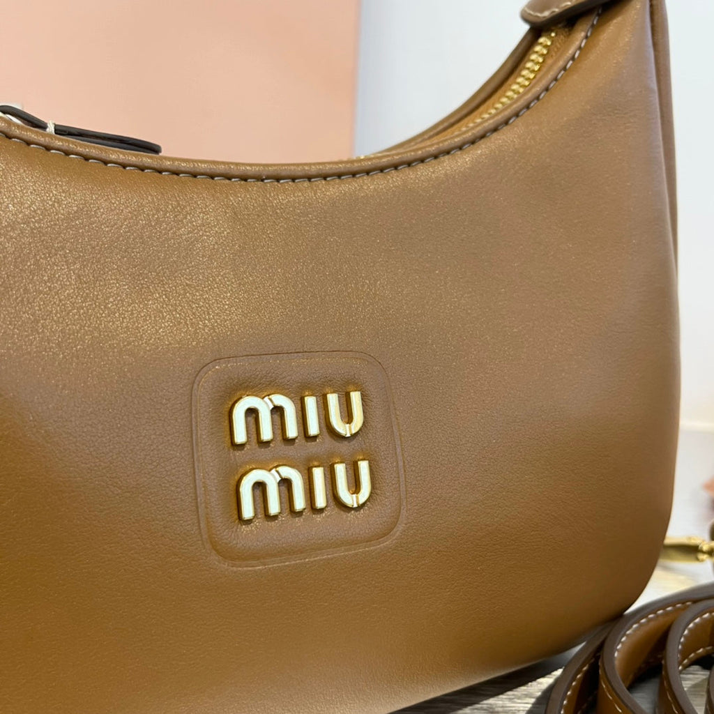MIU MIU HOBO 20 BAG IN CARAMEL BROWN CALFSKIN