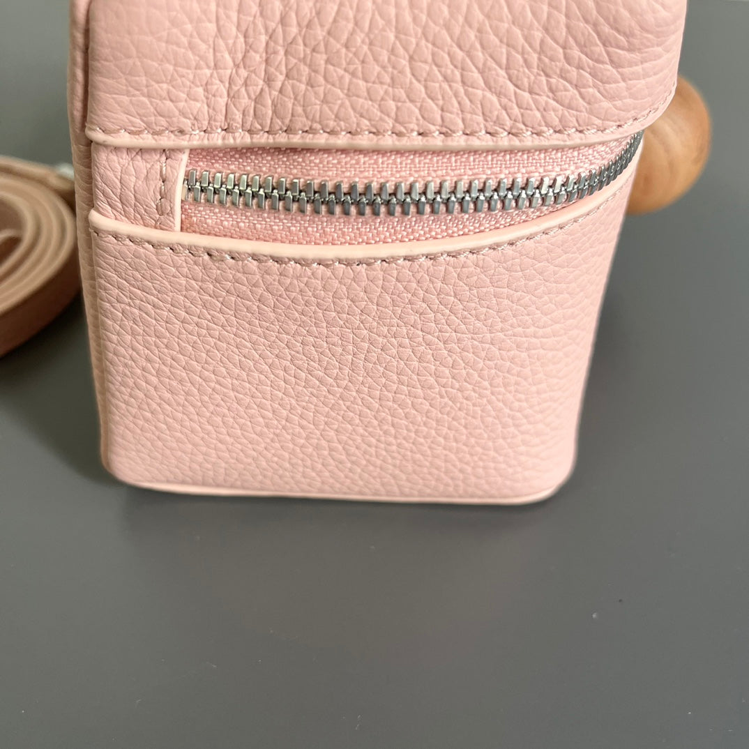 LORO PIANA EXTRA POCKET L12 IN PINK PASTEL CALFSKIN WITH SILVER HARDWARE