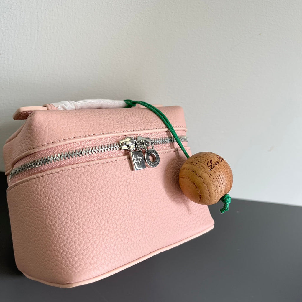 LORO PIANA EXTRA POCKET L12 IN PINK PASTEL CALFSKIN WITH SILVER HARDWARE