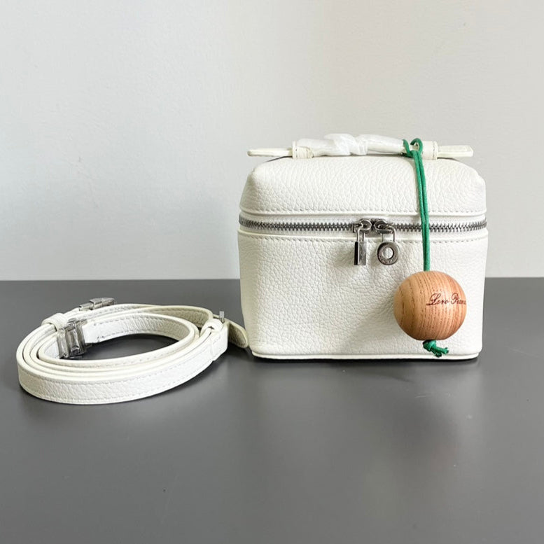 LORO PIANA EXTRA POCKET L12 IN WHITE CALFSKIN WITH SILVER HARDWARE