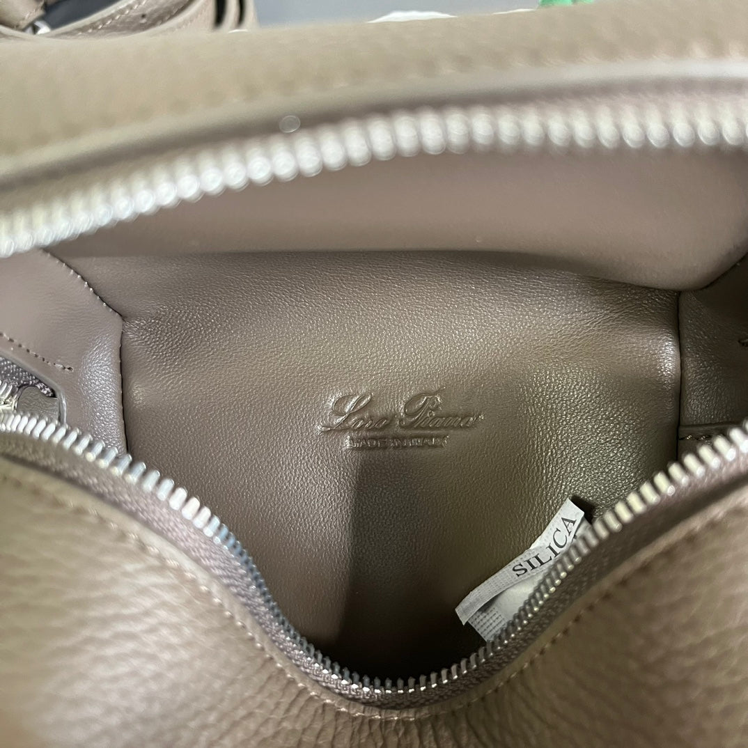 LORO PIANA EXTRA POCKET L12 IN COFFEE BROWN CALFSKIN WITH SILVER HARDWARE