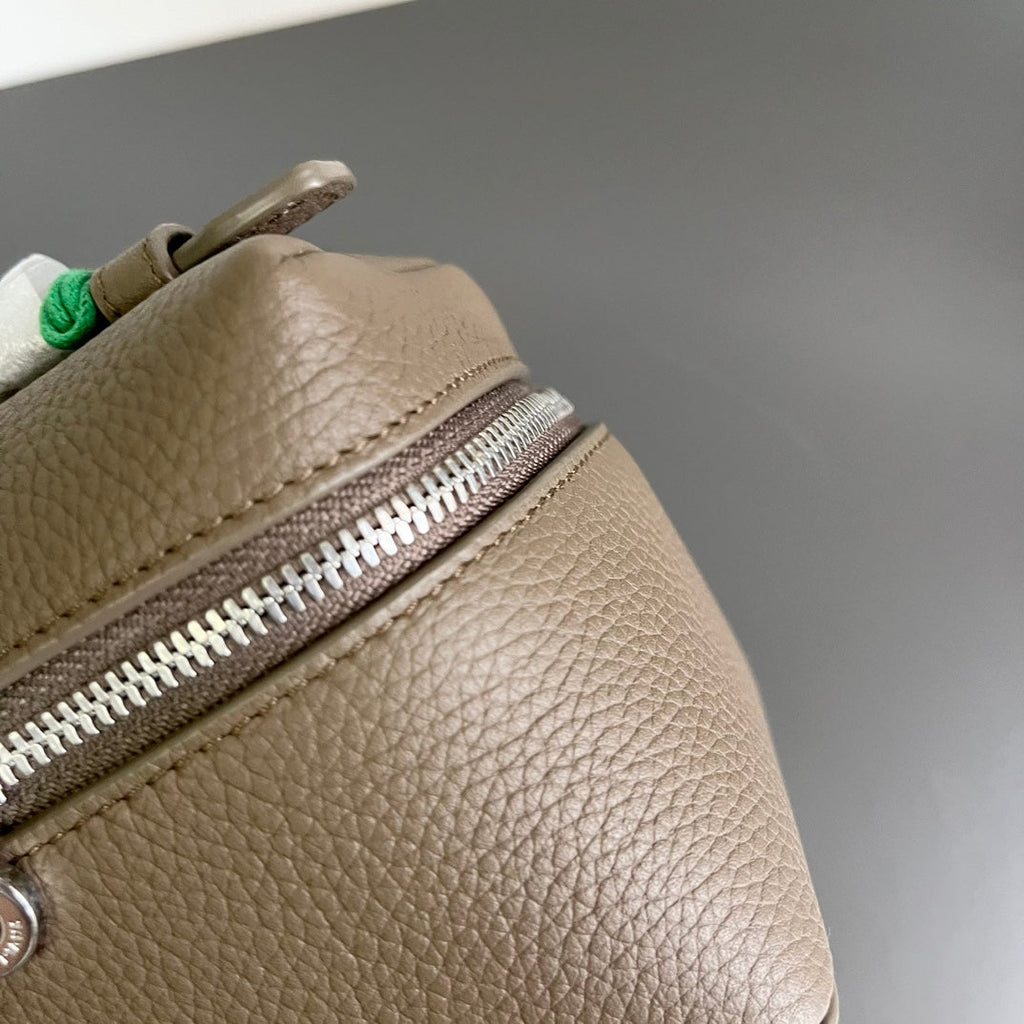 LORO PIANA EXTRA POCKET L12 IN COFFEE BROWN CALFSKIN WITH SILVER HARDWARE